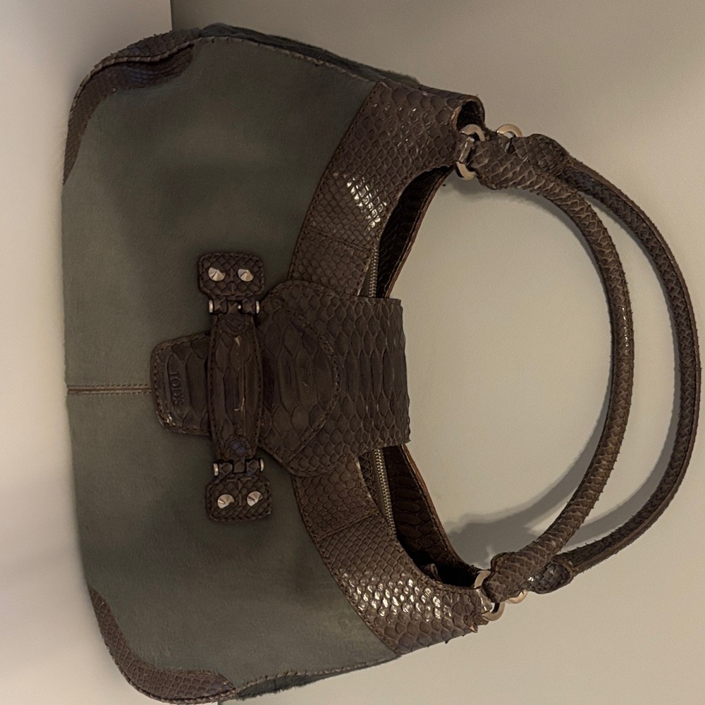 Tod's Olive and Dark Brown Leather Tote